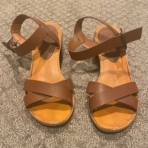 Brown Leather Kitten Heel